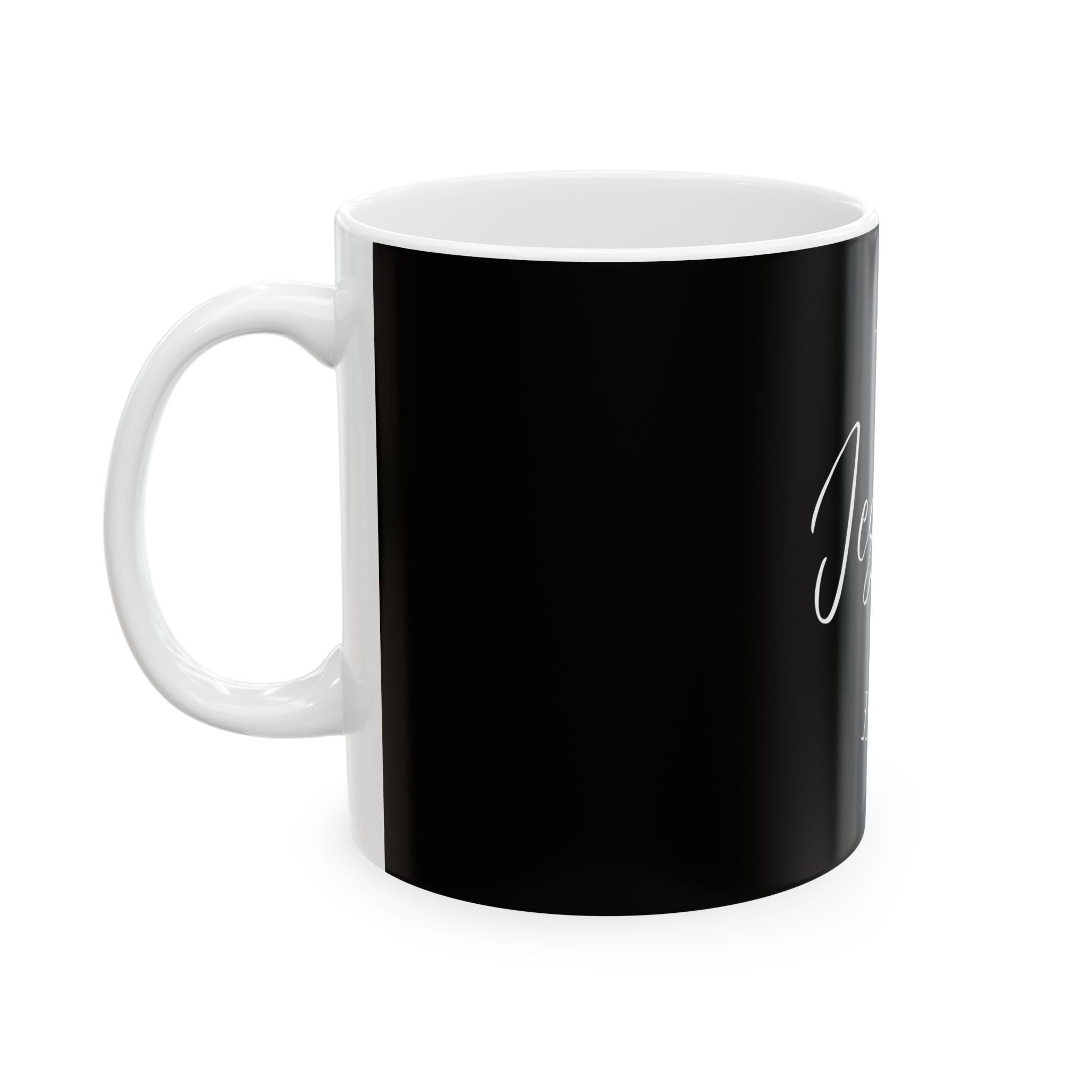 Ceramic Mug: Inspirational -Jesus (black)