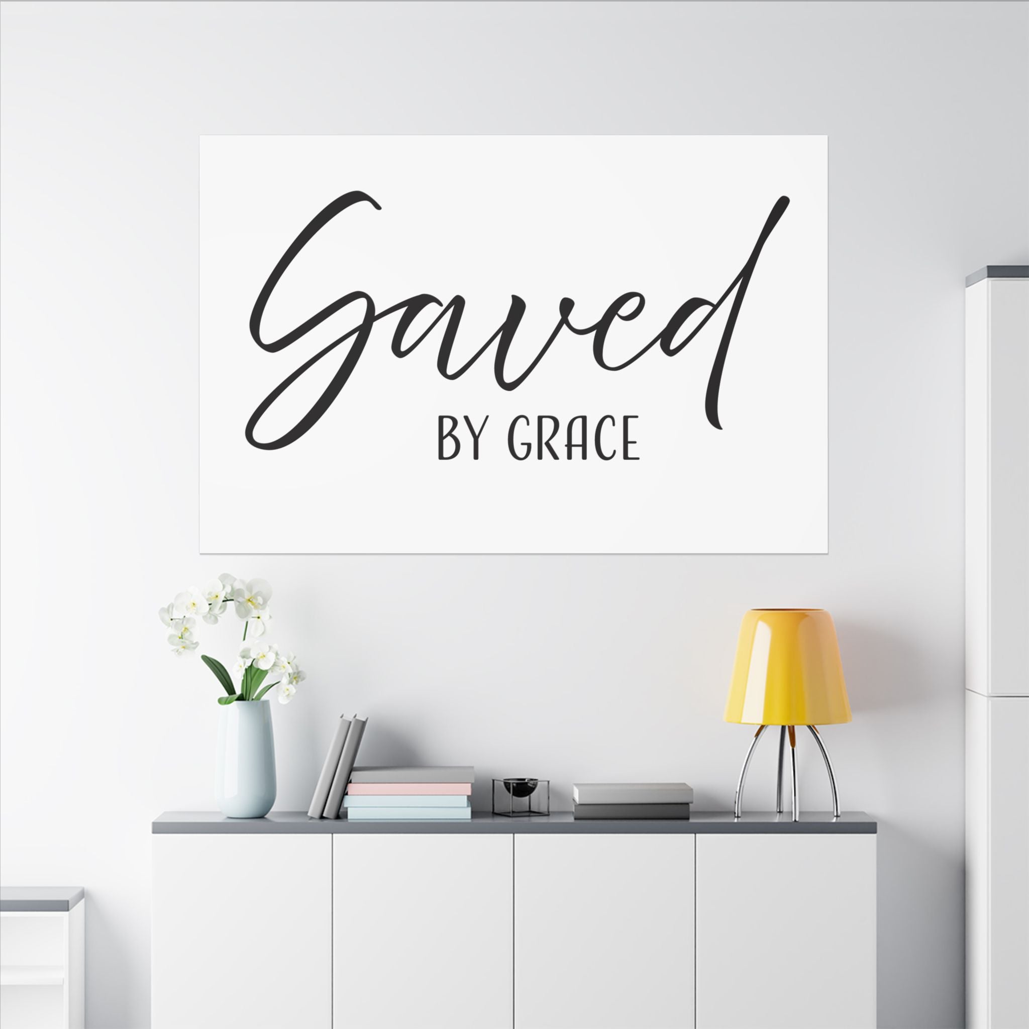 Saved by Grace Canvas Wall Art – Inspirational Christian Quote