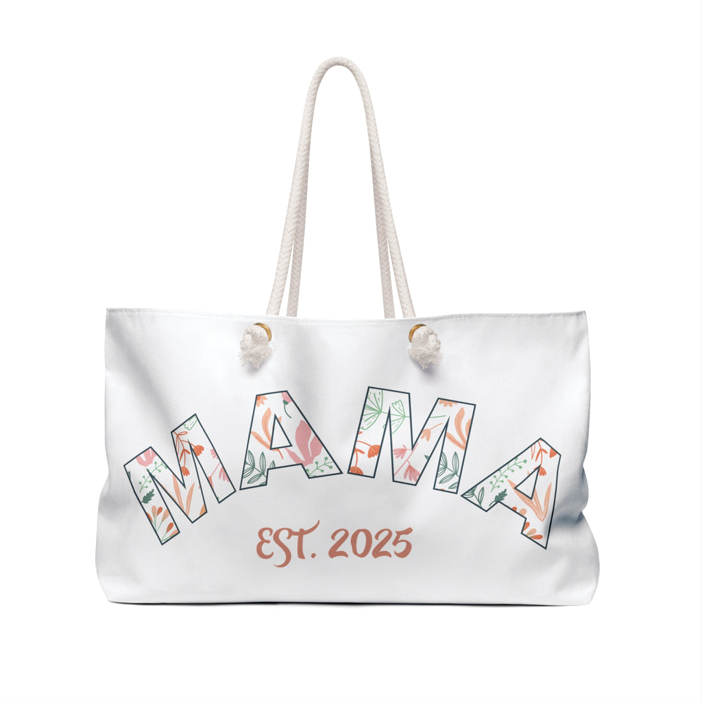 Weekender Bag: Mama EST. 2025 - Pink Logo