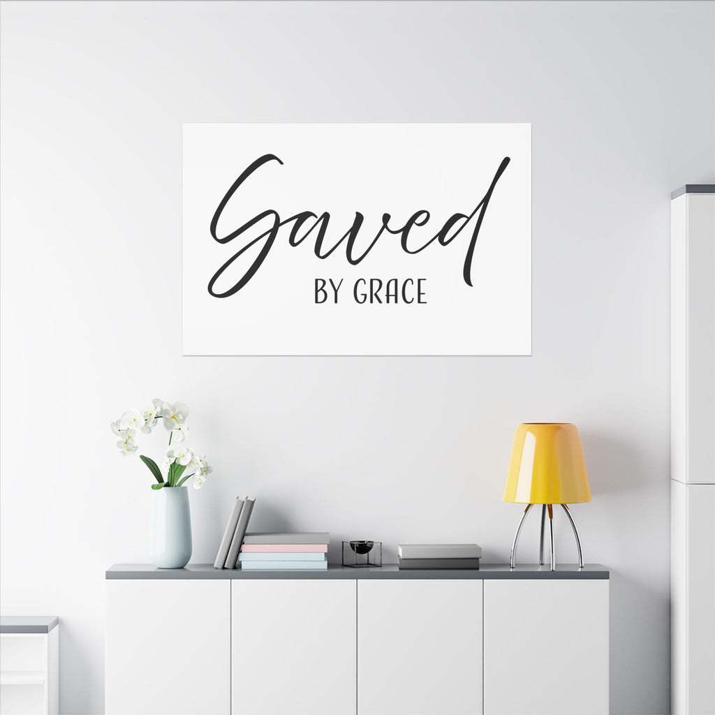 Saved by Grace Canvas Wall Art – Inspirational Christian Quote