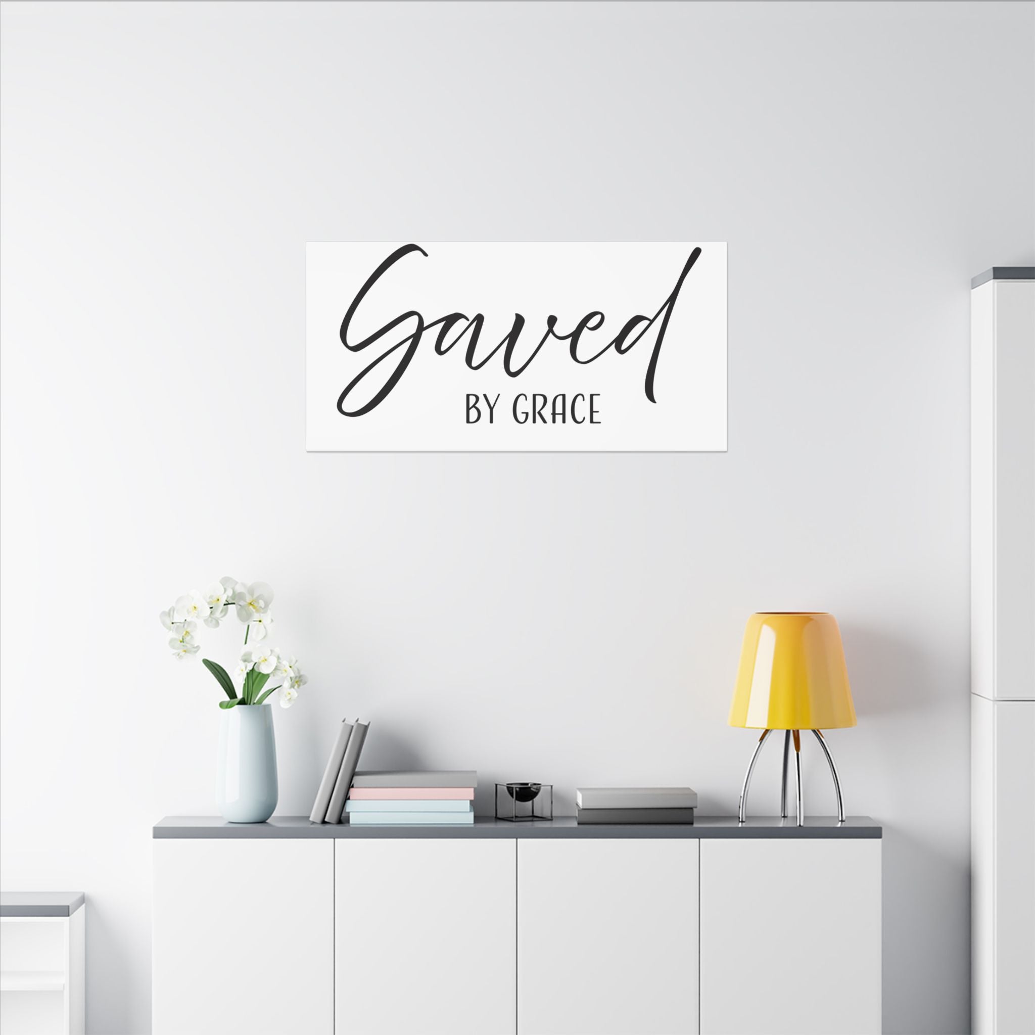 Saved by Grace Canvas Wall Art – Inspirational Christian Quote