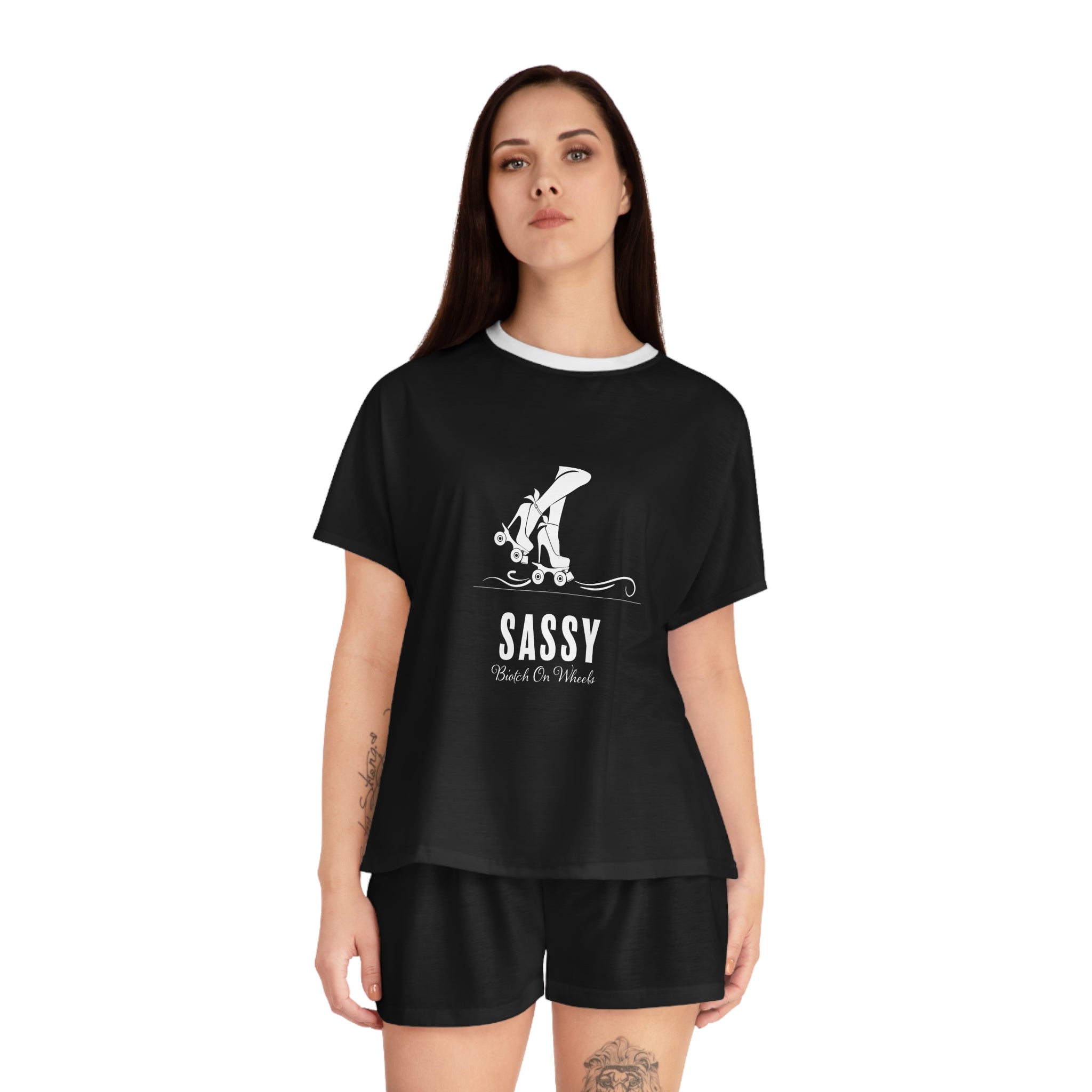 Short Pajama Set: Sassy Biotch on Wheels