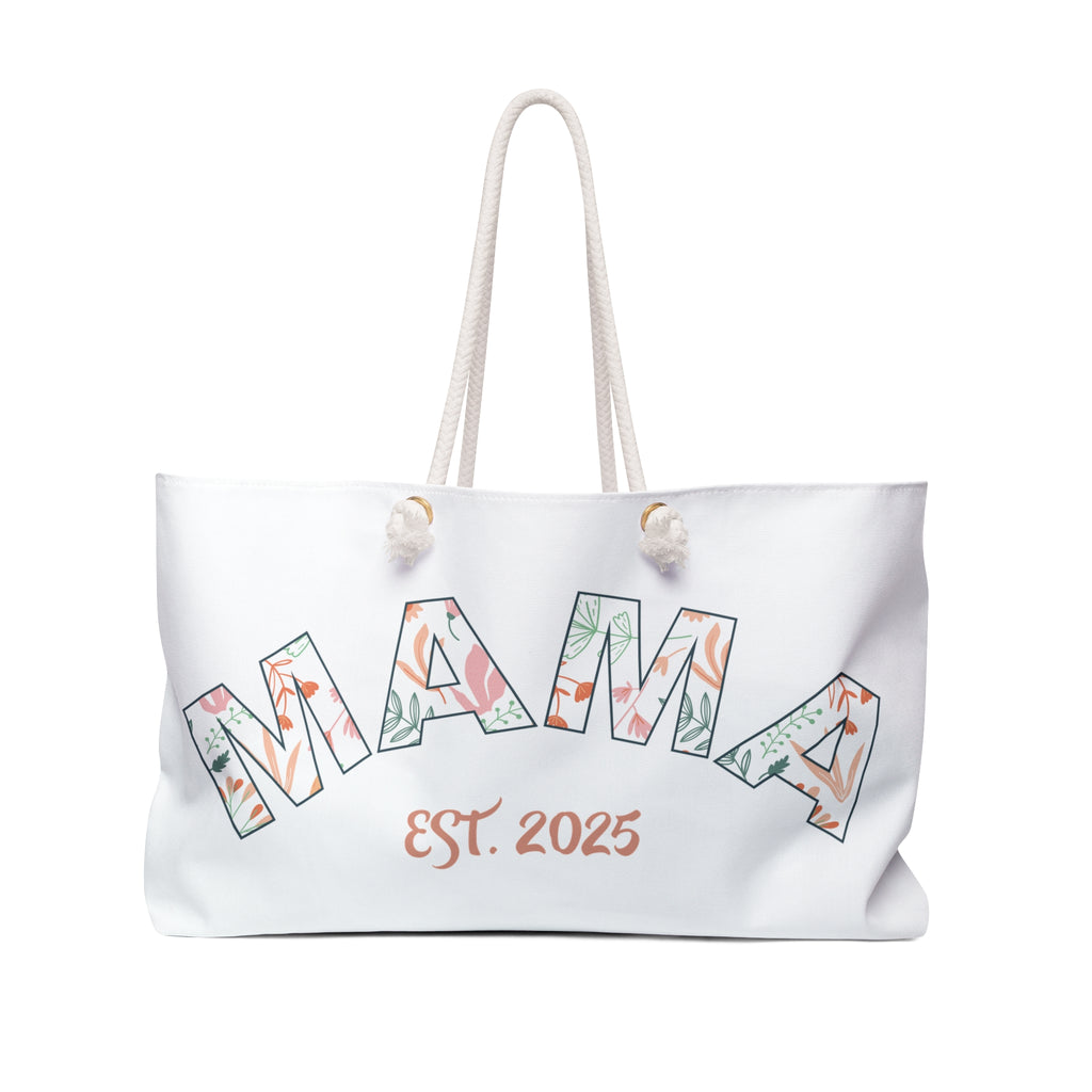 Weekender Bag: Mama EST. 2025 - Pink Logo