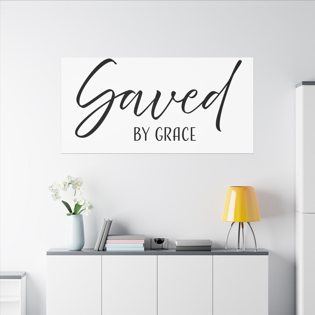 Saved by Grace Canvas Wall Art – Inspirational Christian Quote