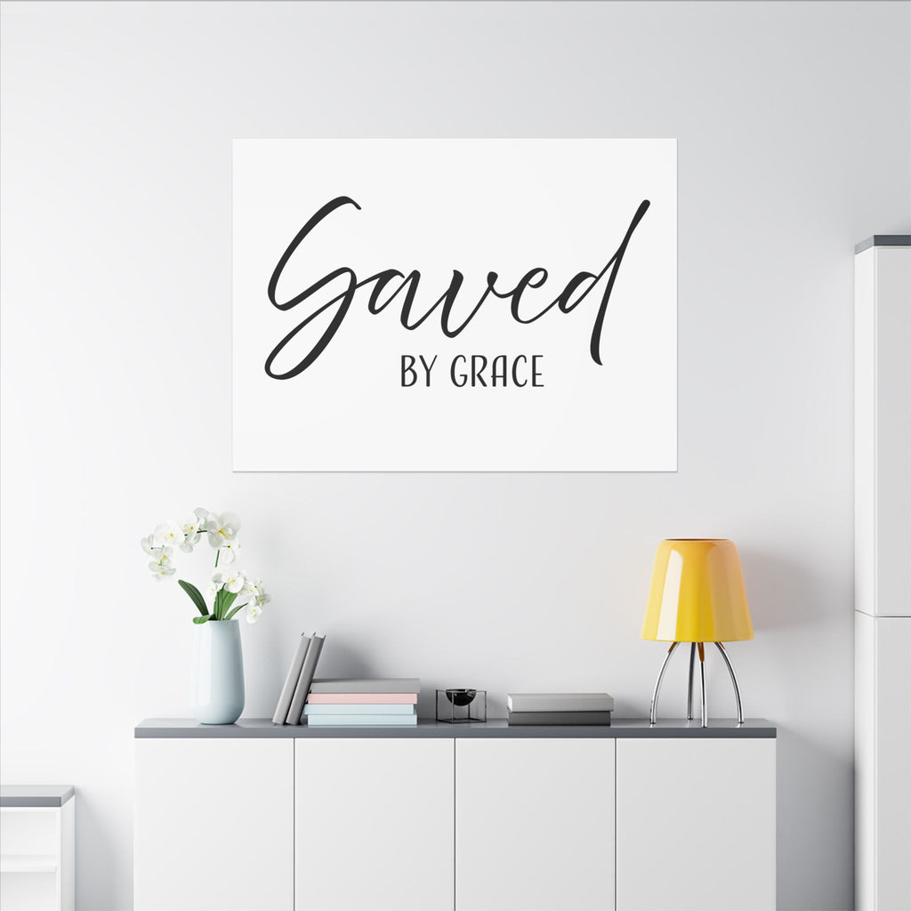 Saved by Grace Canvas Wall Art – Inspirational Christian Quote