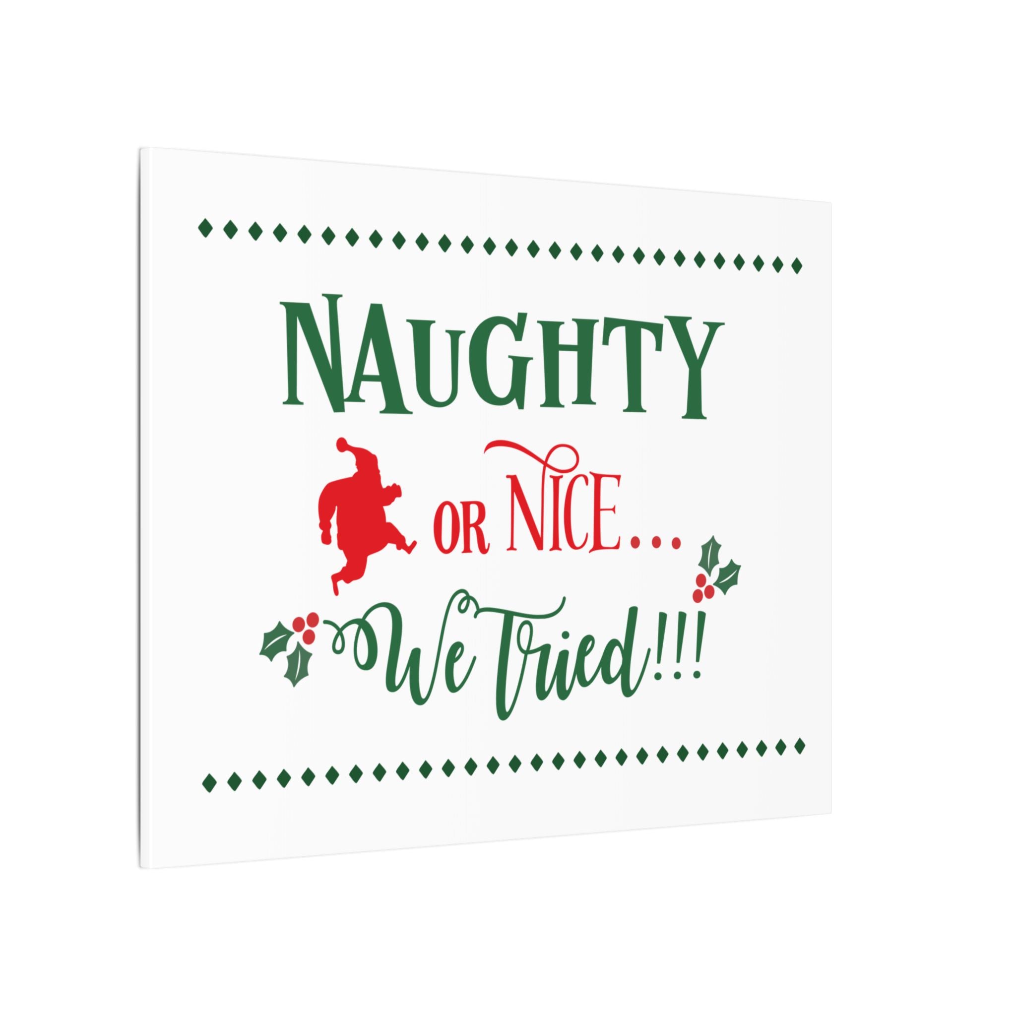 Naughty or Nice We Tried Canvas Wall Art — Funny Christmas Holiday Decor